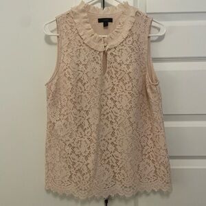 J. Crew Sleeveless Lace Keyhole Top in Blush Pink